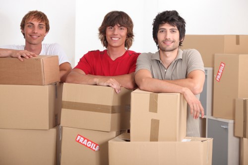 Packed boxes ready for flat removals in Acton