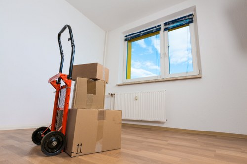 Packed household items ready for transport by a local removals team